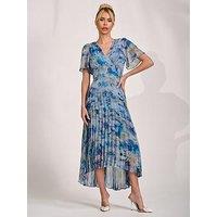 Jolie Moi Chiffon Pleated Maxi Dress - Blue