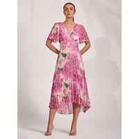 Jolie Moi Chiffon Pleated Maxi Dress - Pink