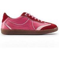 Moda In Pelle Brioni Pink-Red Leather Multi Panel Gum Sole Trainer
