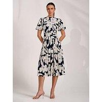 Jolie Moi Turtle Neck Puff Sleeve Jersey Midi Dress - Cream