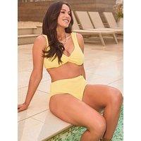 Little Mistress Th&Eacute;A Yellow Crinkle High Waist Bikini Bottoms By Vicky Pattison
