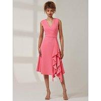 Jolie Moi Ruffle Detail Wrap Sleeveless Midi Dress - Pink