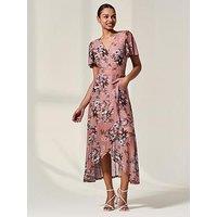 Jolie Moi Mesh Frill Hem Maxi Dress - Pink