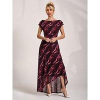 Jolie Moi Asymmetric Draped Mesh Maxi Dress - Pink