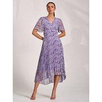 Jolie Moi Printed Chiffon Glitter Maxi Dress - Purple