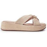 Moda In Pelle Keeli & Textile & Twist Feature Platform Sandals - Beige
