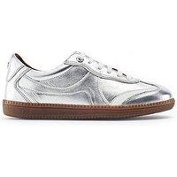 Moda In Pelle Brioni Silver Leather Multi Panel Gum Sole Trainer