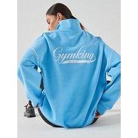 Gym King Womens Renew Flatlock 1/4 Zip Funnel Sweatshirt - Blue