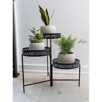 Panacea Nordic Habitat 3 Tier Plant Stand With Diamond Pattern Black