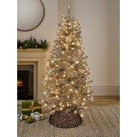 The Very Collection 6Ft Prelit Tinsel Champagne Gold Pre Lit Christmas Tree