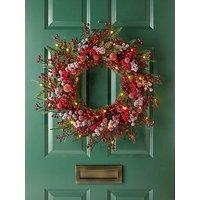 The Very Collection 24" Prelit Wreath With Red Berries