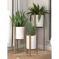 Panacea Nordic Habitat Tin 3 Piece Planner And Plant Stand Set White