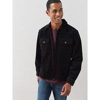 The Very Collection Pure Cotton Zip Through Pocket Front Cord Shirt - Black