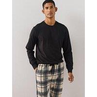 The Very Collection Men'S Cosy Checked Waffle Pyjama Set - Ecru/Black