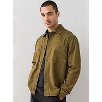 The Very Collection Pure Cotton Twill Button Through Overshirt - Dark Olive