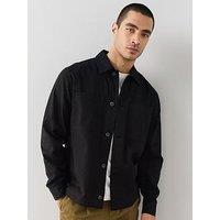 The Very Collection Pure Cotton Twill Button Through Overshirt - Black
