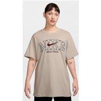 Nike Womens Studio Fleece Collegiate Logo T-Shirt - Beige