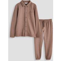 The Very Collection Boys Button-Up 2 Piece Shirt & Trousers Set - Mushroom