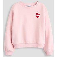 The Very Collection Girls Heart Print Back Print Sweat (5 - 16 Years) - Pink