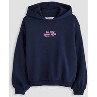 The Very Collection Girls Running Club Back Print Hoody - Navy