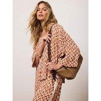 Mint Velvet Geo Print Resort Shirt - Orange