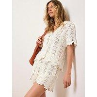 Mint Velvet Sparkle Crochet Short - Ivory