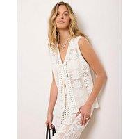 Mint Velvet Ivory Shell Crochet Top - White