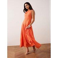 Mint Velvet Woven Mix Knit Dress - Orange