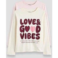 The Very Collection Girls 2 Pack Love Long Sleeve Tshirts (3 - 16 Years)