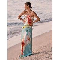 Forever New Estelle Satin Strapless Maxi - Multi