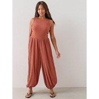 The Very Collection Curve Balloon Trouser Jumpsuit - Dark Orange