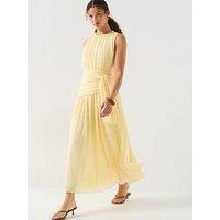 Forever New Edna Gathered Basque Tie Dress - Yellow