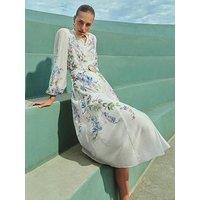 Forever New Sheridan Placement Print Midi - Cream