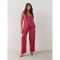 The Very Collection Curve Wide Leg Trousers Co-Ord - Plum