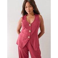 The Very Collection Curve Trim Detail Co-Ord Waistcoat - Plum