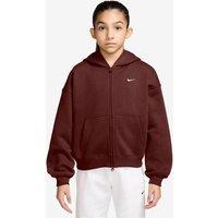 Nike Junior Girls Studio Club Fleece Oversized Zip Through Hoodie - Red