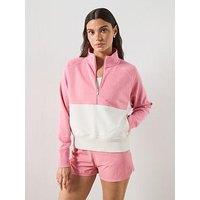 Sweaty Betty Womens Training Revive Half Zip Colour-Block Sweatshirt - Pink
