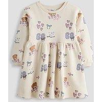 The Very Collection Girls Sweat Peplum Dress (9 Months - 7 Years) - Teddy Print