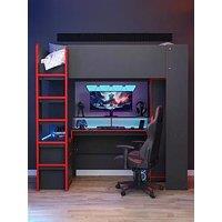 The Very Collection Vortex Gaming High Sleeper With Mattress Options (Buy & Save!) - Dark Grey/ Red - Fsc Certified - Bed Frame Only