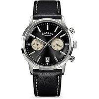 Rotary Men'S Ss Chronograph Black Strap Black Dial 50M