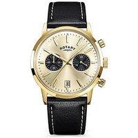 Rotary Men'S Gp Chronograph Brown Strap Champagne Dial 50M