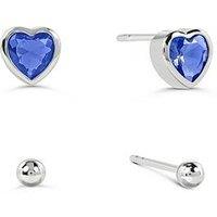 Radley Silver Plated Twinpack Saphire Heart And Ball Stud Earrings