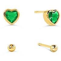 Radley Gold Plated Twinpack Green Heart And Ball Stud Earrings