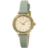 Radley Pale Gold Plated Stone Set Case Pistachio Leather Strap Watch