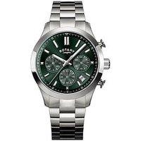 Rotary Men'S Ss Chronograph Bracelet Green Dial 50M