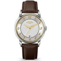 Rotary Men'S Ss Brown Strap White Dial 50M
