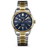 Rotary Men'S Seamatic Ss/Gp Bracelet Blue Dial 100M