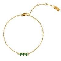 Radley Gold & Green Triple Heart Charm Bracelet