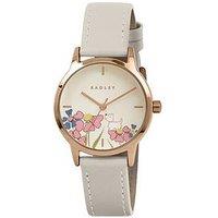 Radley Rose Gold Plated Floral Dog Dial Salt Leather Strap Watch