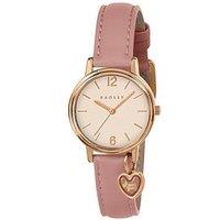 Radley Rose Gold Plated Heart Charm Carnation Pink Leather Strap Watch